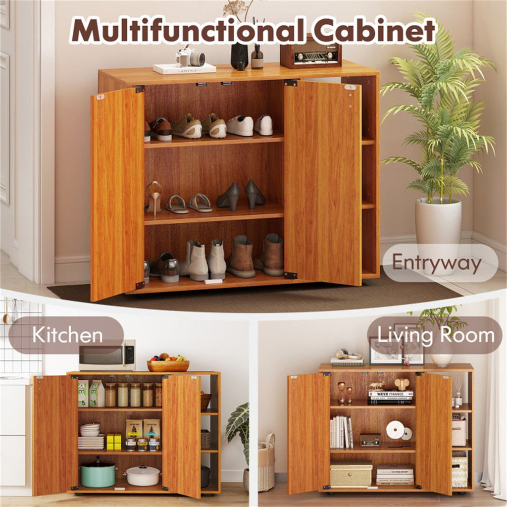 Flexible Shoe Storage with Open and Enclosed Sections