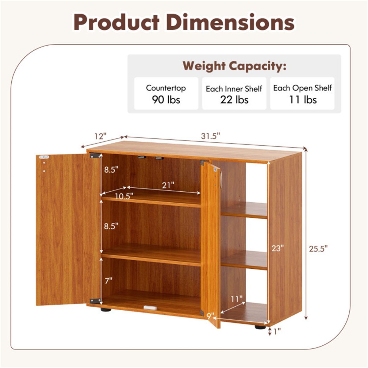 Flexible Shoe Storage with Open and Enclosed Sections