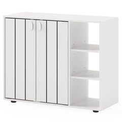 Adjustable Shelf Shoe Cabinet, 2-Door Enclosed + 3-Tier Open Storage Organizer for