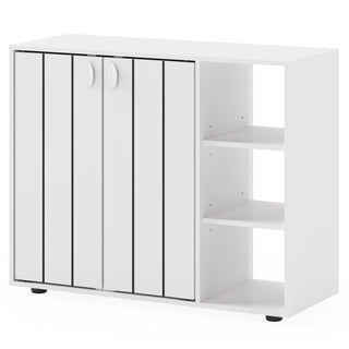 Adjustable Shelf Shoe Cabinet, 2-Door Enclosed + 3-Tier Open Storage Organizer for