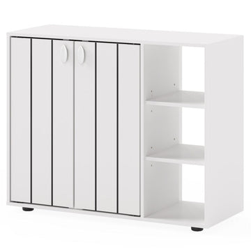 Adjustable Shelf Shoe Cabinet, 2-Door Enclosed + 3-Tier Open Storage Organizer for
