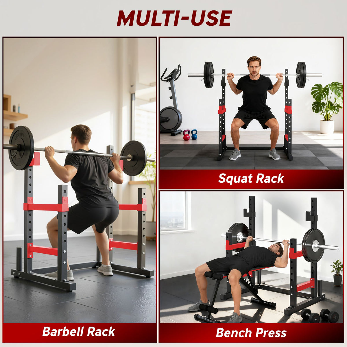 Adjustable Squat Rack for Home Strength Training