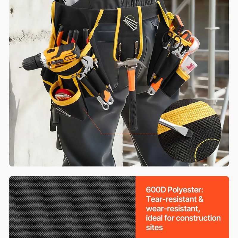 Adjustable Utility Belt with Detachable Work Bag for Carpenters and Repairers