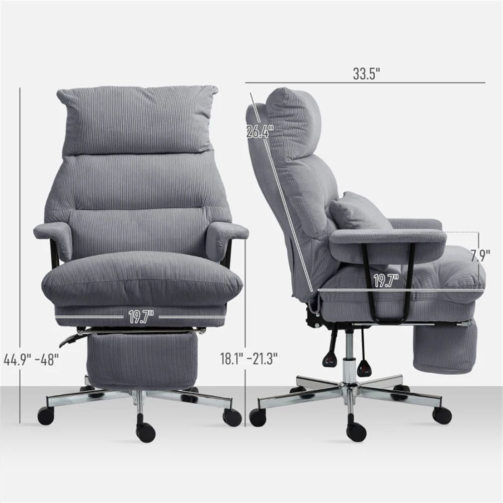 Overstuffed Reclining Office Chair with Footrest