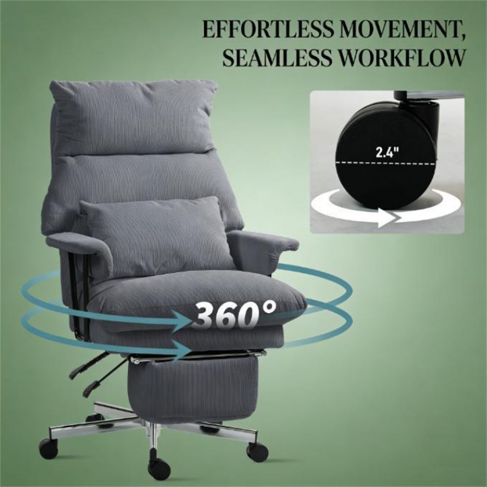 Overstuffed Reclining Office Chair with Footrest