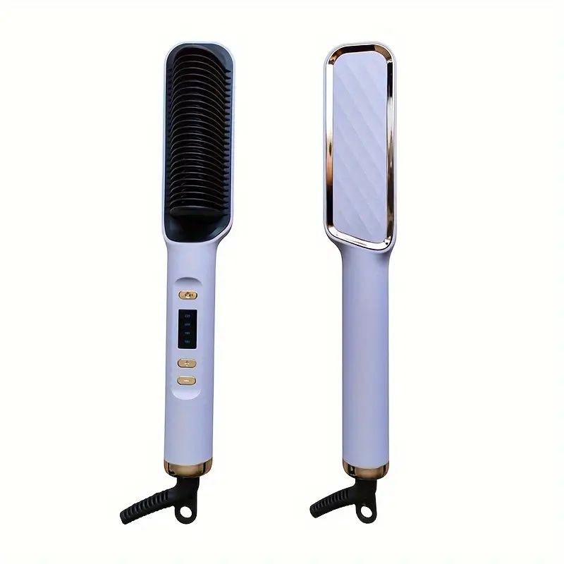 Multifunctional Ceramic Straightening Brush & Curling Iron with Universal Voltage