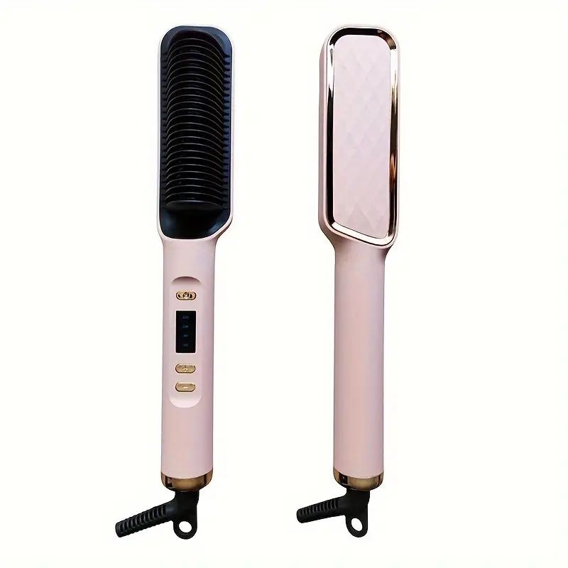 Multifunctional Ceramic Straightening Brush & Curling Iron with Universal Voltage
