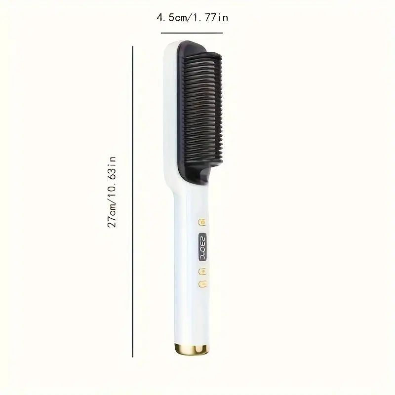 Multifunctional Ceramic Straightening Brush & Curling Iron with Universal Voltage