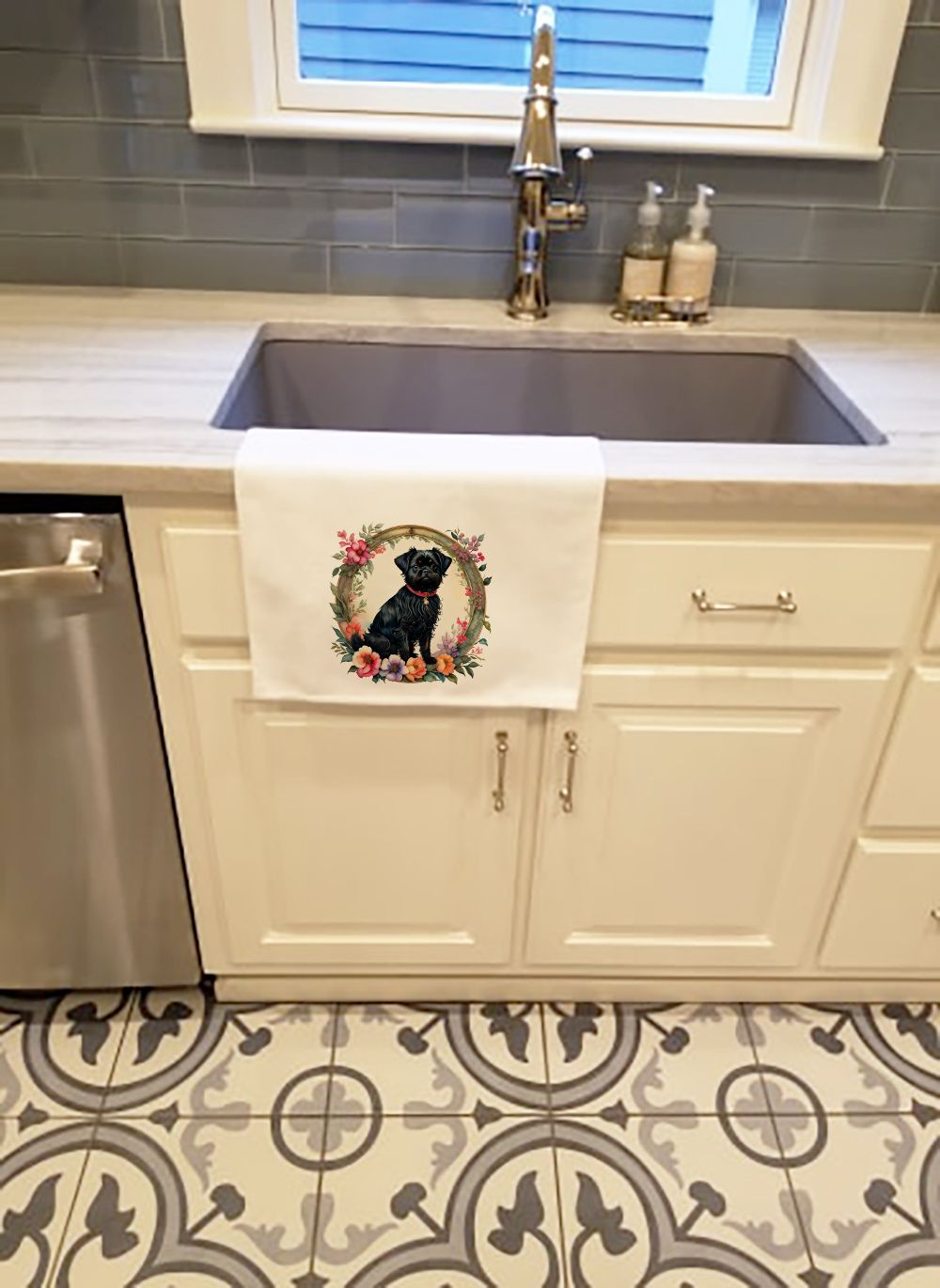 Affenpinscher and Flowers Kitchen Towel Pair