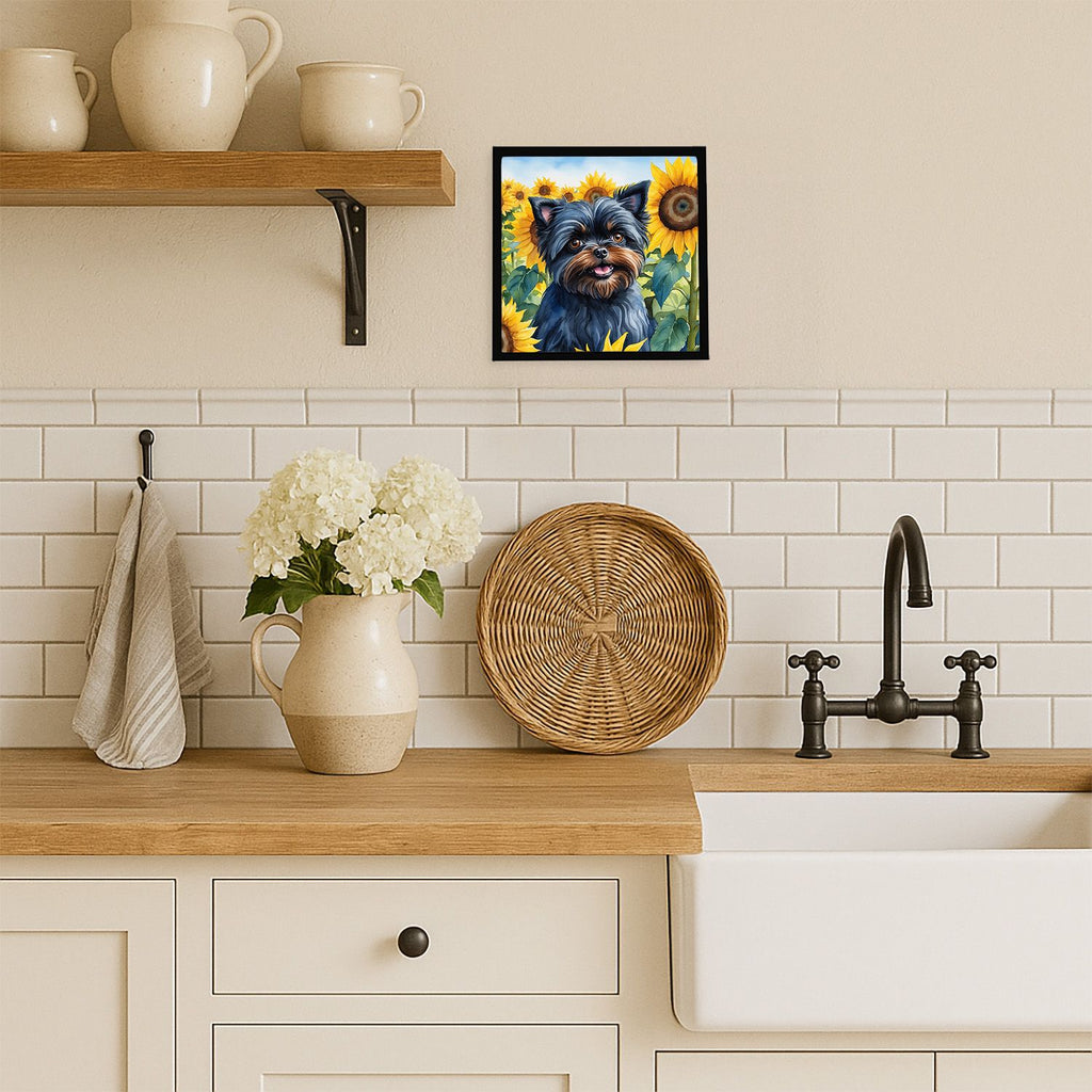 Affenpinscher in Sunflowers Framed Wall Art