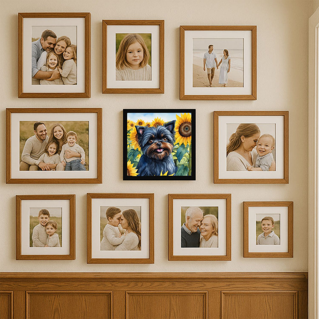 Affenpinscher in Sunflowers Framed Wall Art