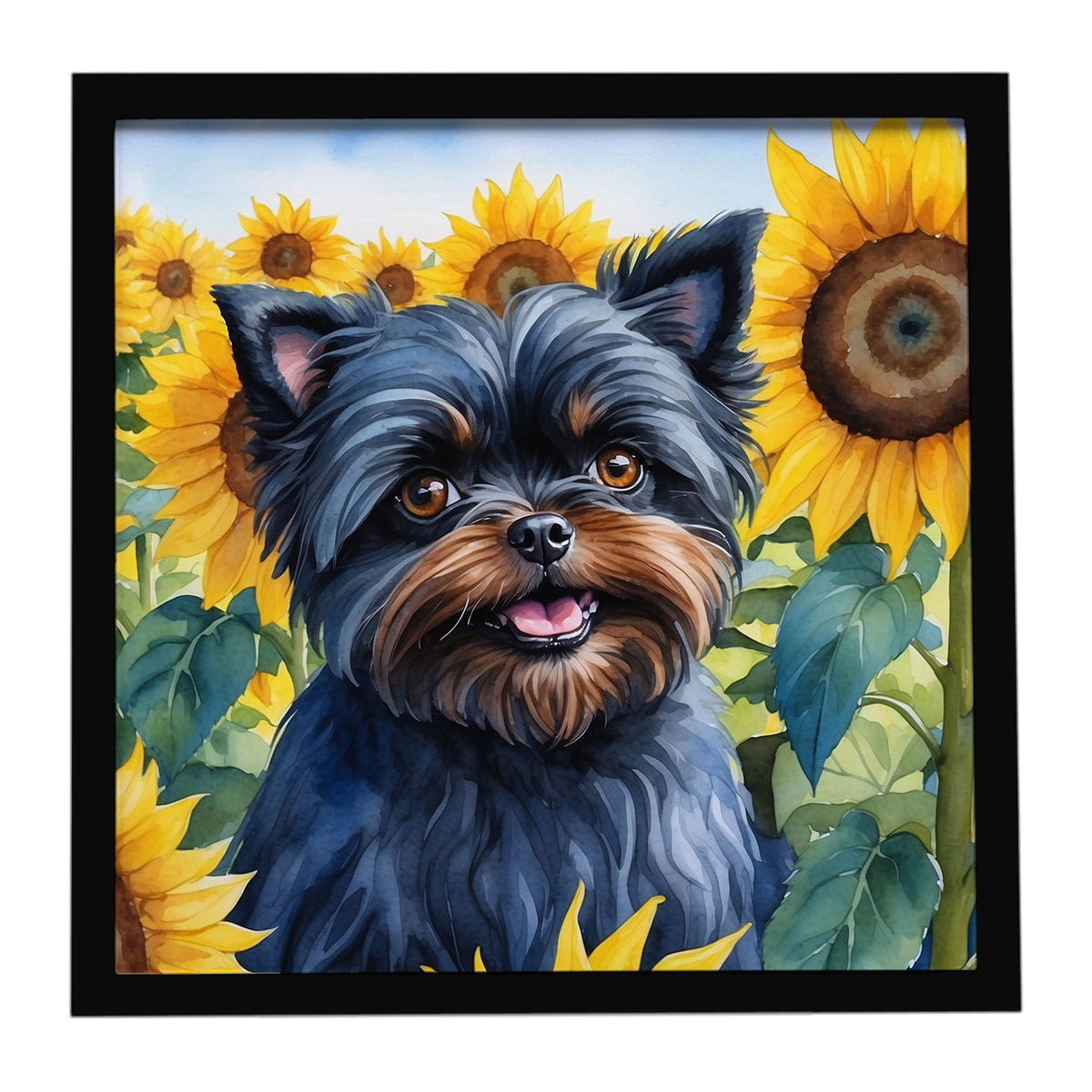 Affenpinscher in Sunflowers Framed Wall Art