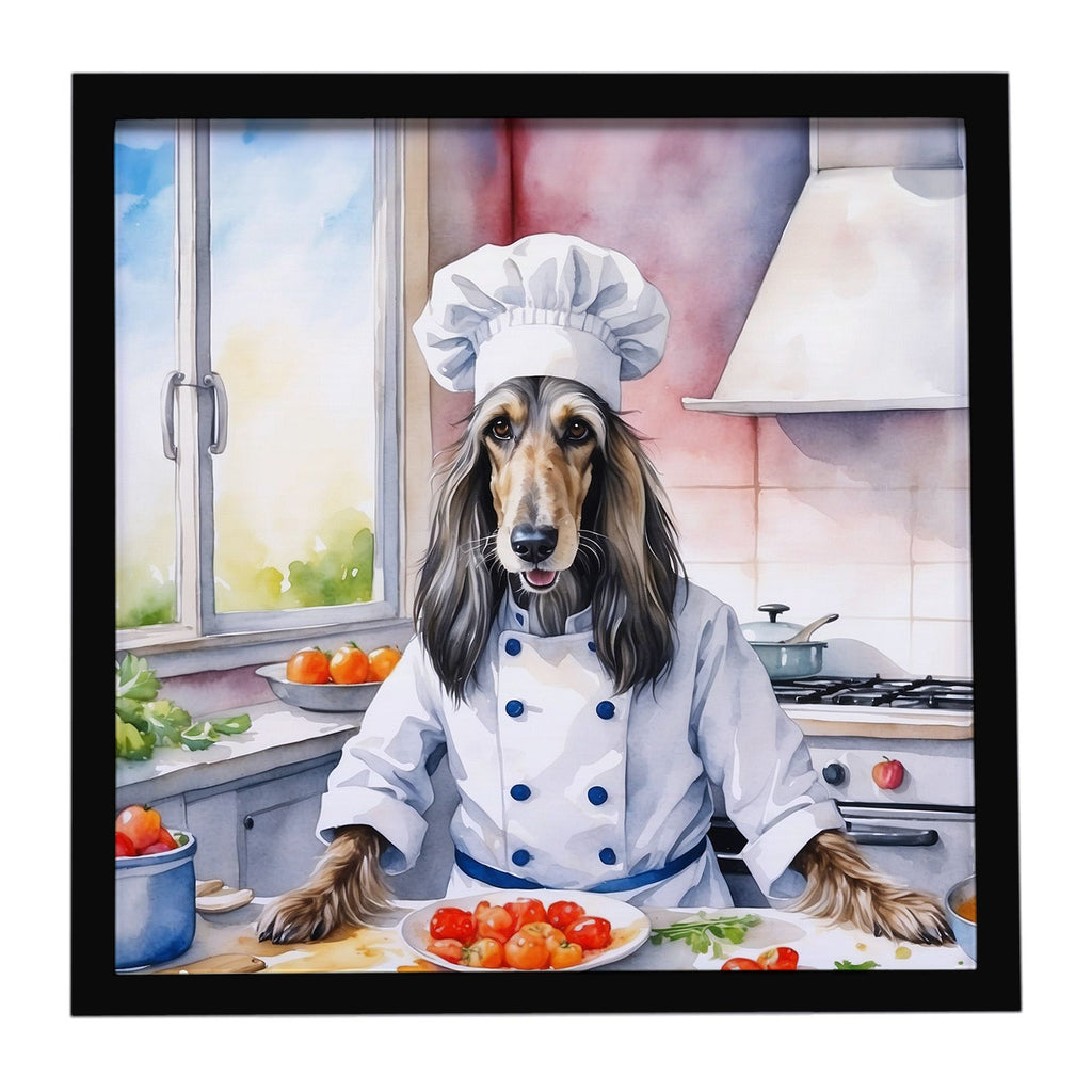 Afghan Hound The Chef Framed Metal Print Wall Art