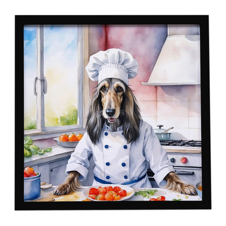 Afghan Hound The Chef Framed Metal Print Wall Art