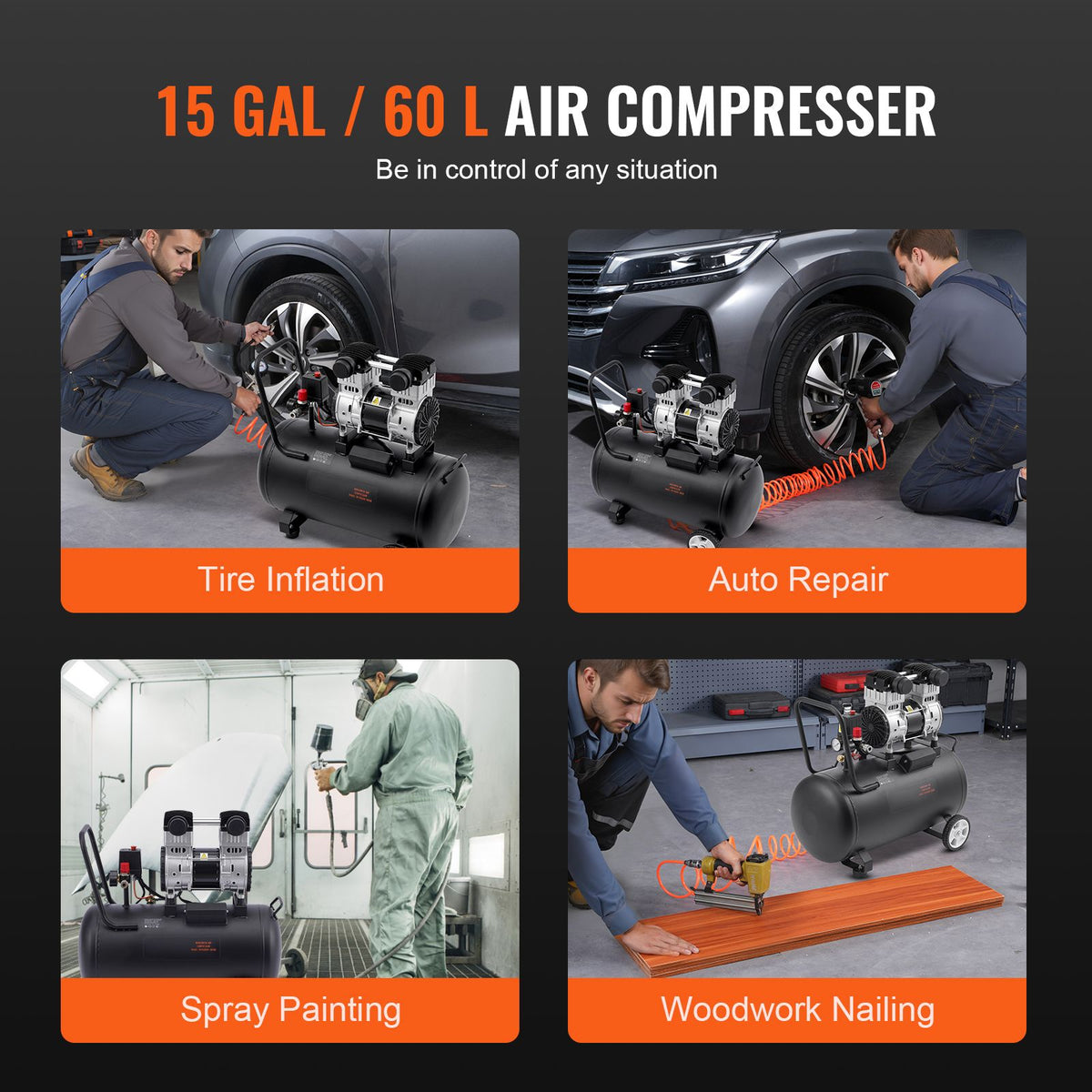 Oil-Free Horizontal Air Compressor for Workshop Tasks