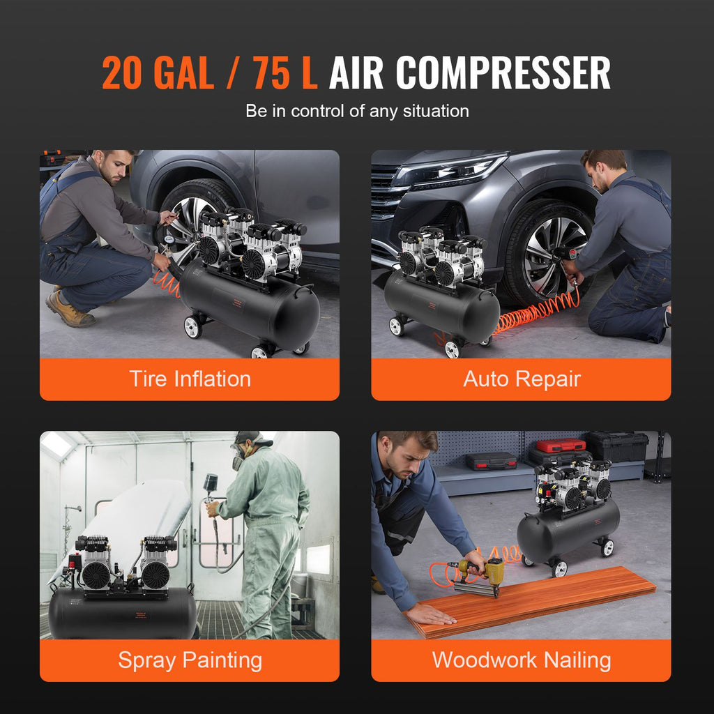 Oil-Free Horizontal Air Compressor for Workshop Tasks