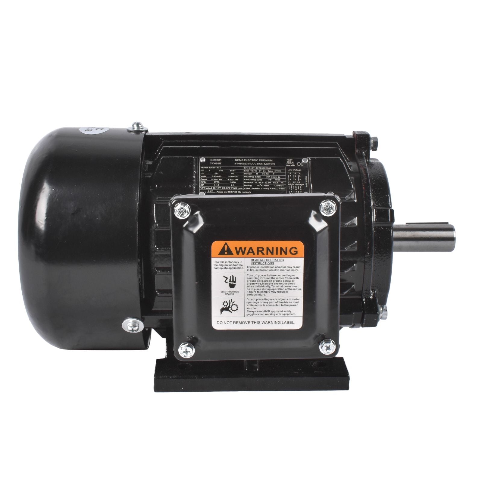 1HP 3-Phase Air Compressor Induction Motor – 1800 RPM TEFC IP55