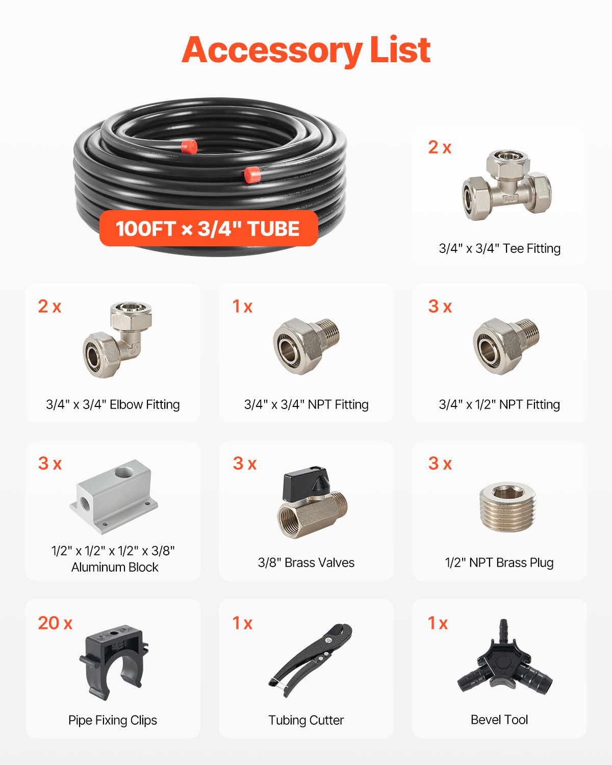 x 3/4" Air Compressor Line Kit with Leak-Proof Piping System for Workshops