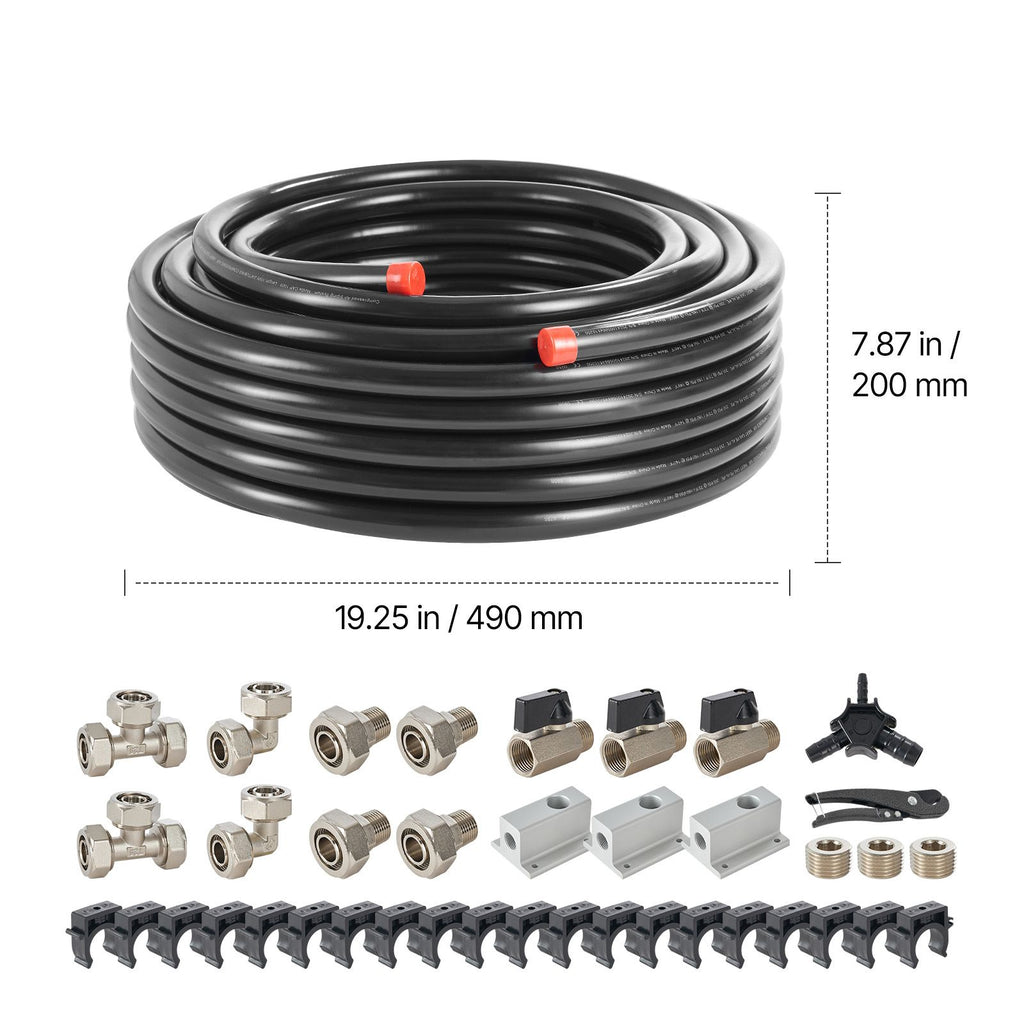 x 3/4" Air Compressor Line Kit with Leak-Proof Piping System for Workshops