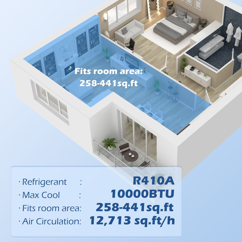 10,000 BTU Portable Air Conditioner with 4 Modes, 24-Hour Timer & Remote Control