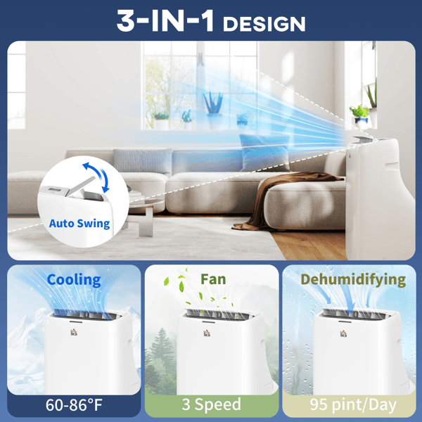 Portable Air Conditioner with Inverter Technology and Dual Hose Design