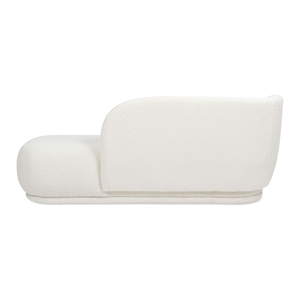 Aire RAF Modern Rounded Chaise Lounge in Ivory White Boucle