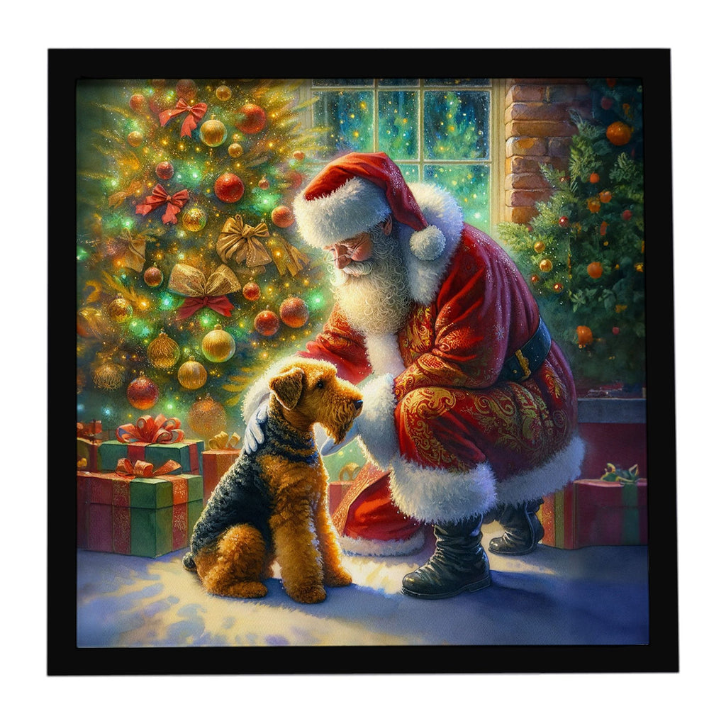Airedale Terrier and Santa Claus Framed Wall Art