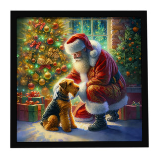 Airedale Terrier and Santa Claus Framed Wall Art