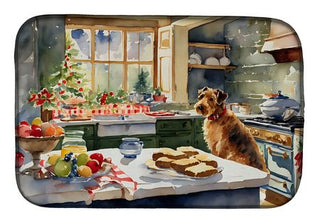Airedale Terrier Christmas Dish Drying Mat