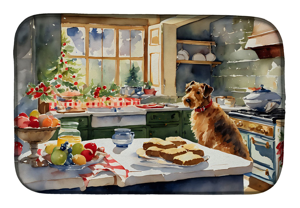 Airedale Terrier Christmas Dish Drying Mat
