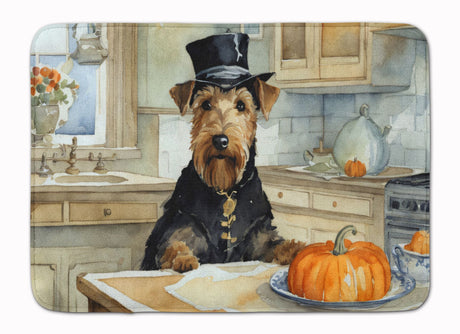 Airedale Terrier Fall Kitchen Pumpkins Memory Foam Kitchen Mat Machine Washable Anti-Fatigue Mat Cus