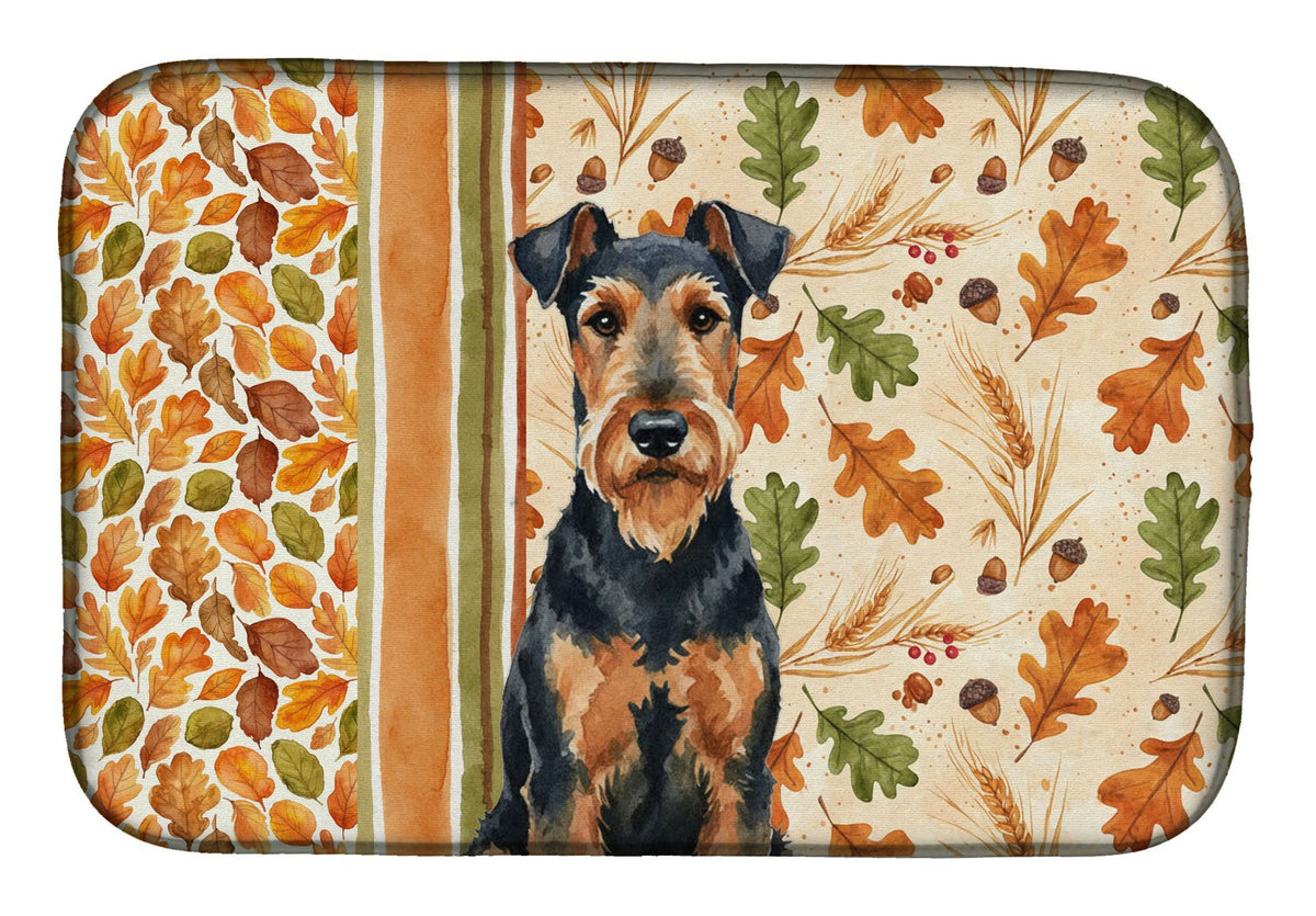 Airedale Terrier Heirloom Fall Dish-Drying Mat