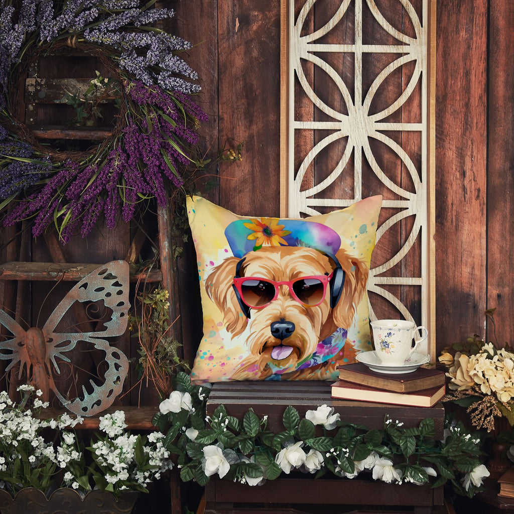 Airedale Terrier Hippie Dawg Throw Pillow Machine Washable, Indoor Outdoor Decorative