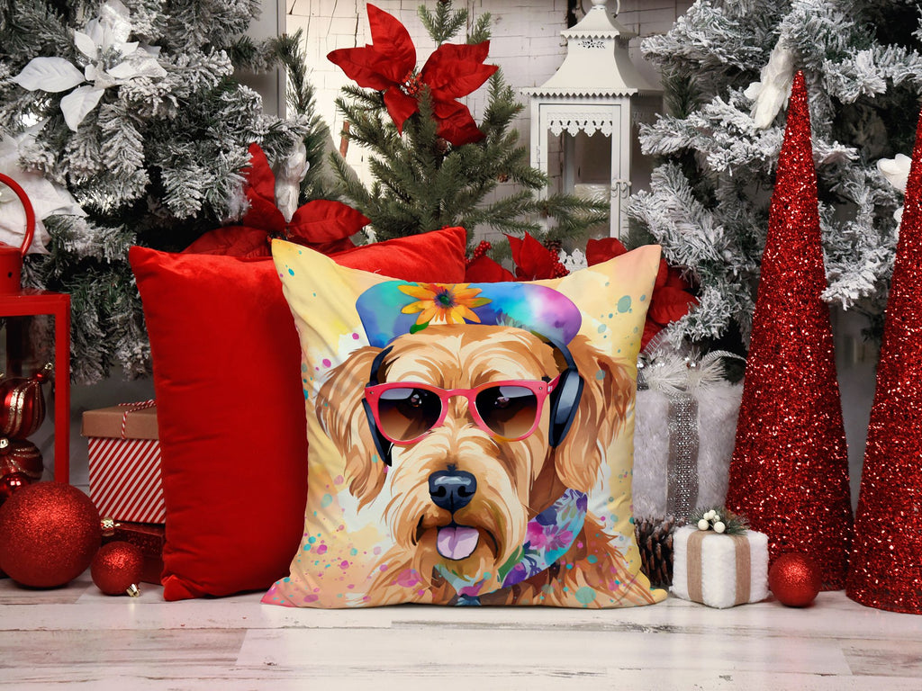 Airedale Terrier Hippie Dawg Throw Pillow Machine Washable, Indoor Outdoor Decorative