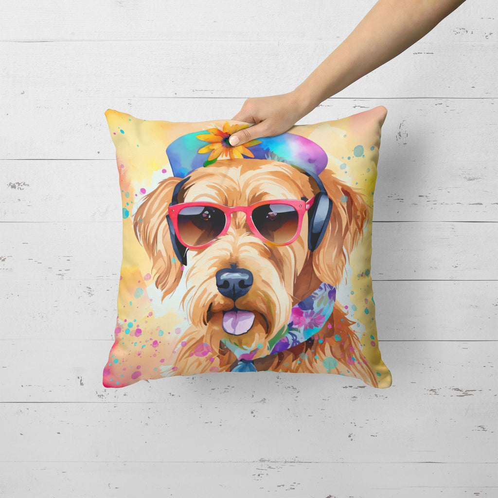 Airedale Terrier Hippie Dawg Throw Pillow Machine Washable, Indoor Outdoor Decorative
