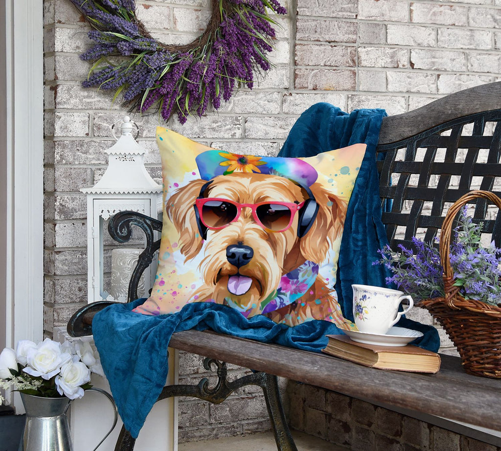 Airedale Terrier Hippie Dawg Throw Pillow Machine Washable, Indoor Outdoor Decorative