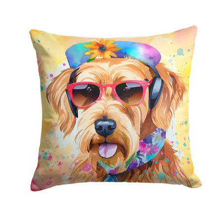 Airedale Terrier Hippie Dawg Throw Pillow Machine Washable, Indoor Outdoor Decorative