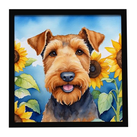Airedale Terrier in Sunflowers Framed Wall Art