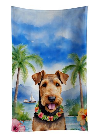 Airedale Terrier Luau Dual-Sided Kitchen Towel