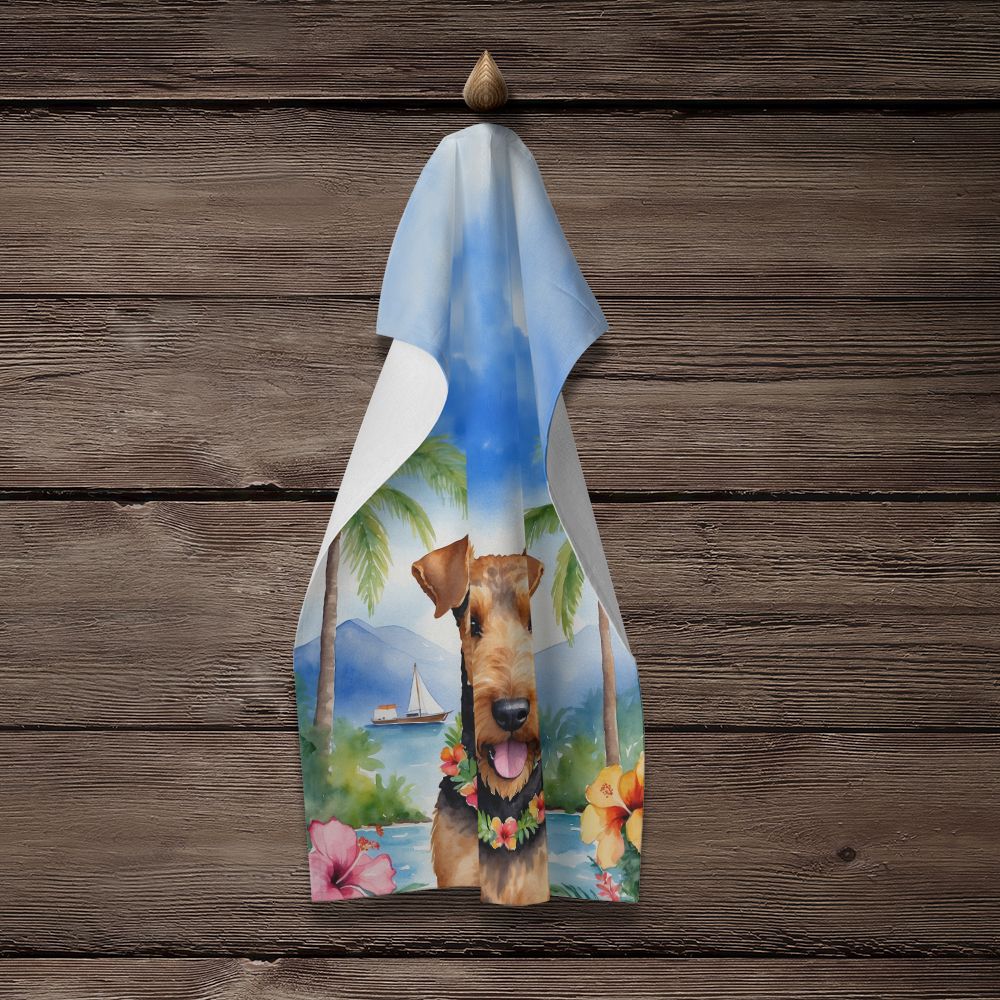 Airedale Terrier Luau Dual-Sided Kitchen Towel