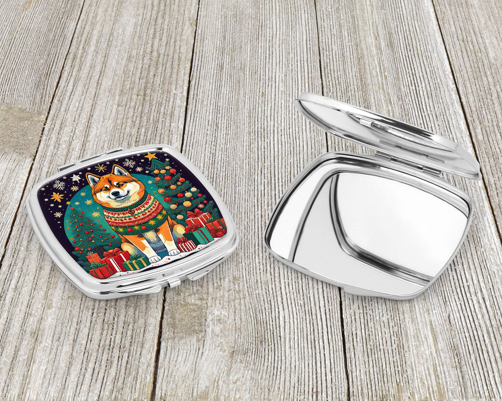 Akita Christmas Folding Compact Mirror