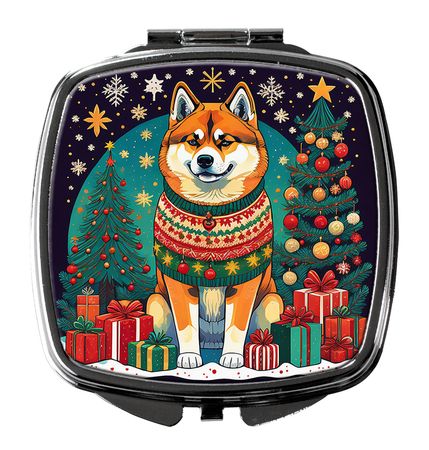 Akita Christmas Folding Compact Mirror
