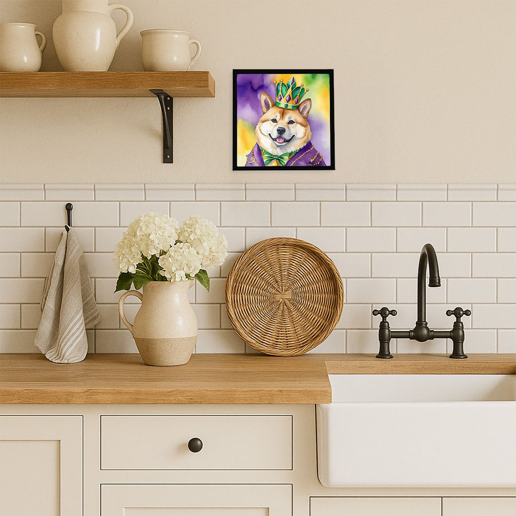 Akita King of Mardi Gras Framed Print - Ready to Hang Wall Art
