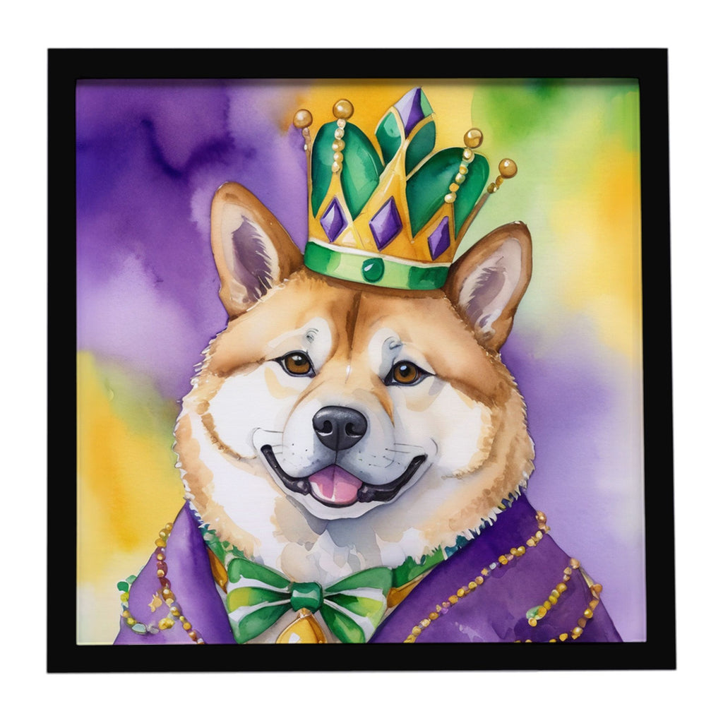 Akita King of Mardi Gras Framed Print - Ready to Hang Wall Art