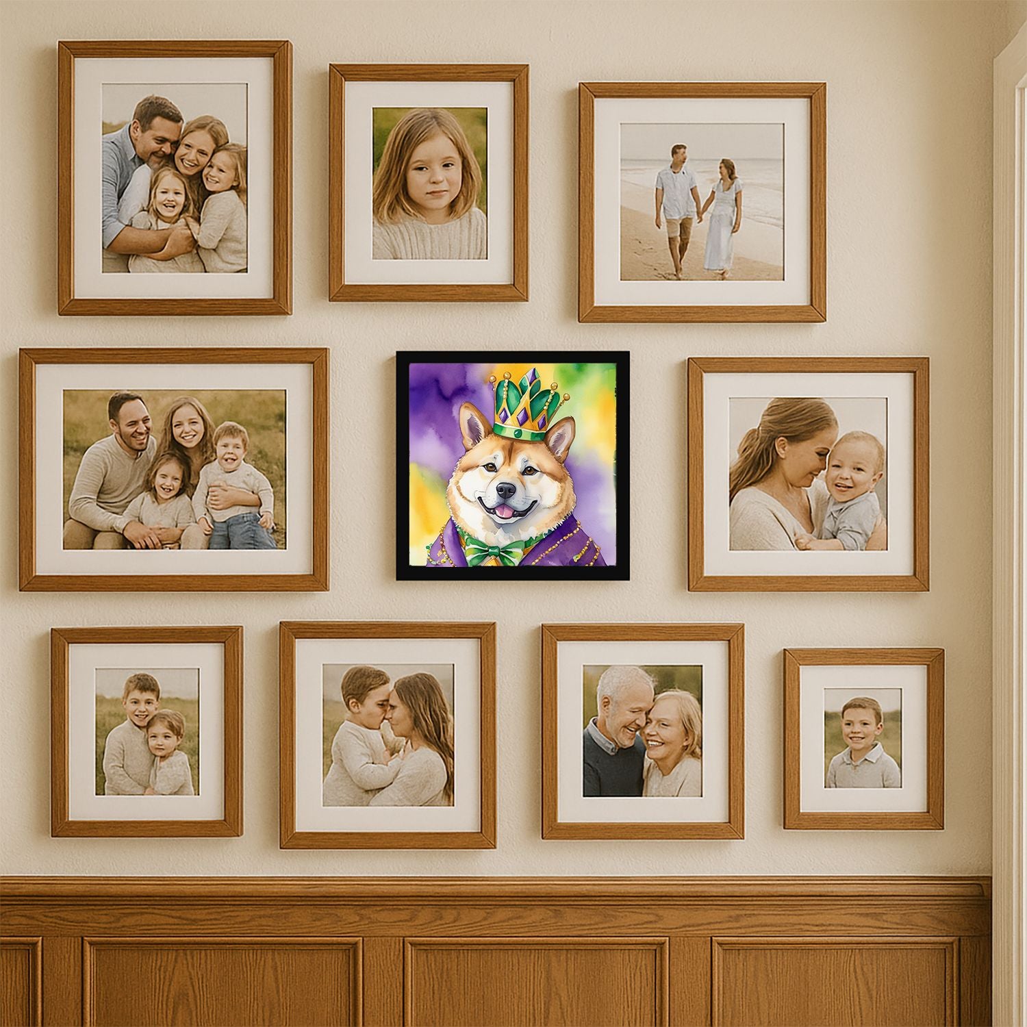 Akita King of Mardi Gras Framed Print - Ready to Hang Wall Art