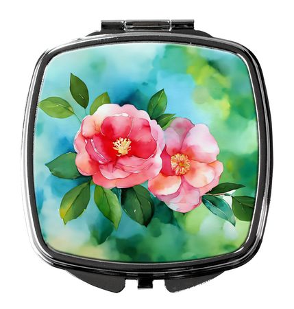 Alabama Camellia Watercolor Folding Compact Mirror