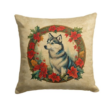 Alaskan Klee Kai Christmas Flowers Pillow