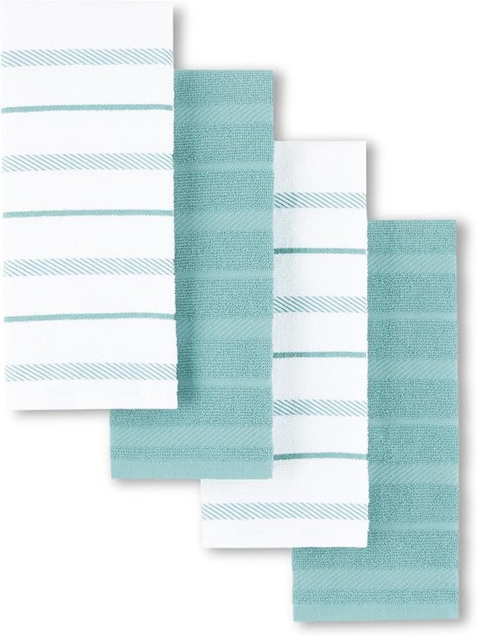 Albany Aqua and White Kitchen Towel Set