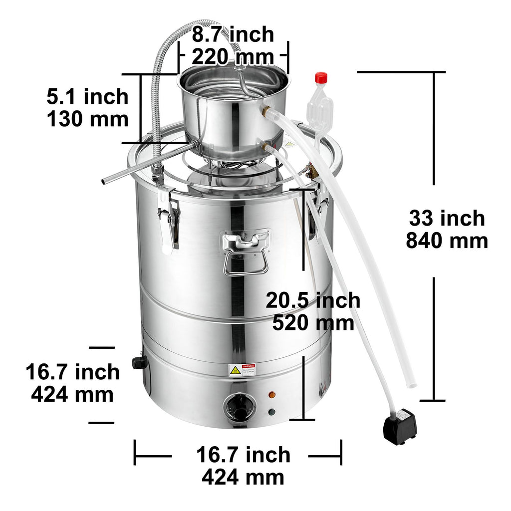 2800W Integrated Electric Alcohol Still – 15 Gal 50L Home Distillery Kit with Complete Accessories