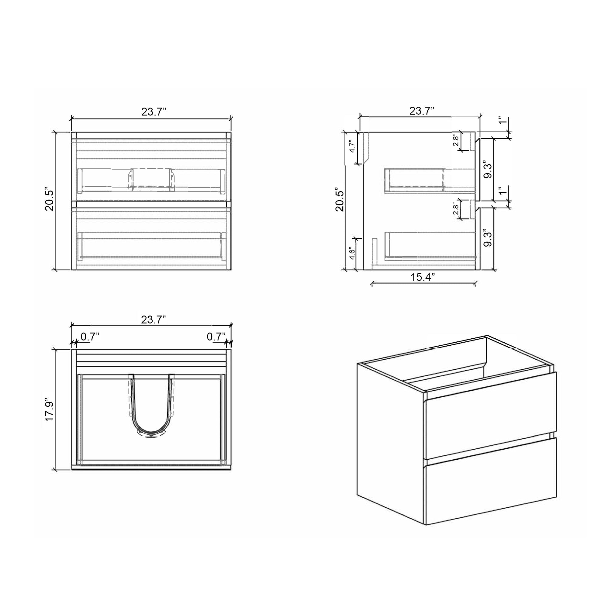 Alice Gray Bathroom Vanity with Soft-Close Drawers & Sink
